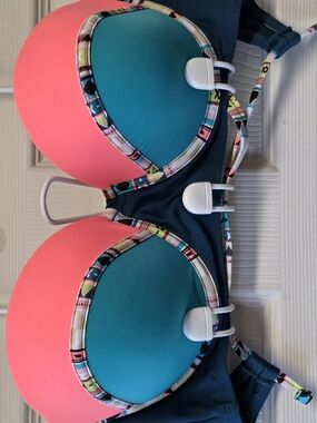 Xhilaration Two-Tone Pink and Teal Push-Up Bikini Top